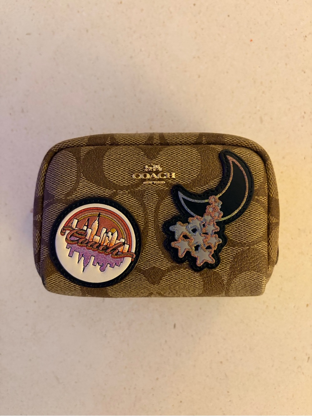 Coach Mini Boxy Cosmetic Case with Disco Patches